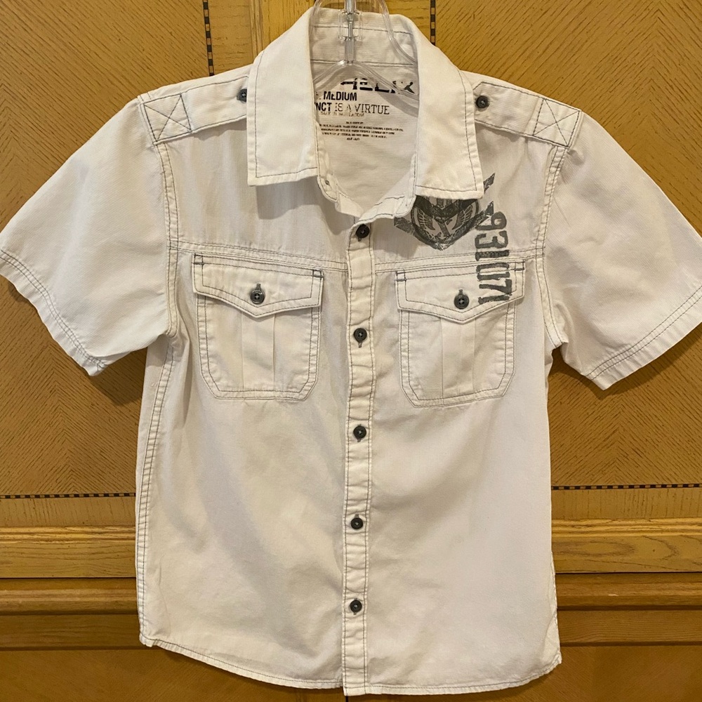 Boys short-sleeve casual button down shirt.
